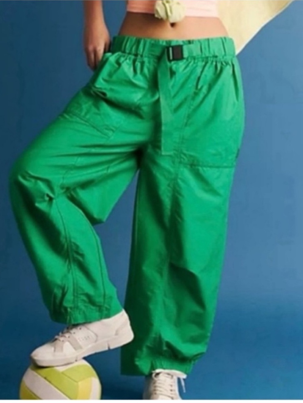 FP Movement Medium Pants Offsides in Green Sheen with pockets adjustable waist